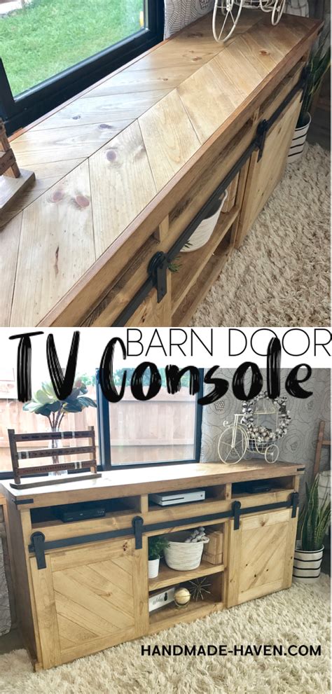 DIY Sliding Barn Door TV Console #tvstand #barndoor #console #diytvstands | Barn door tv console ...