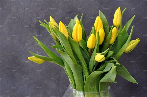 Elegant yellow tulips bouquet containing yellow, tulips, and bouquet ...