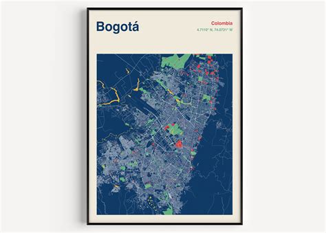 Bogota Map Print Map of Bogota Colombia Bogota City Map - Etsy UK