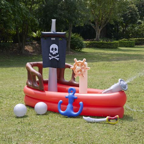 Teamson Kids Water Fun Pirate Boat Inflatable Kiddie Pool With Pump ...