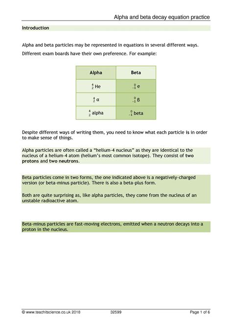 Alpha and beta decay equations | KS4 physics | Teachit