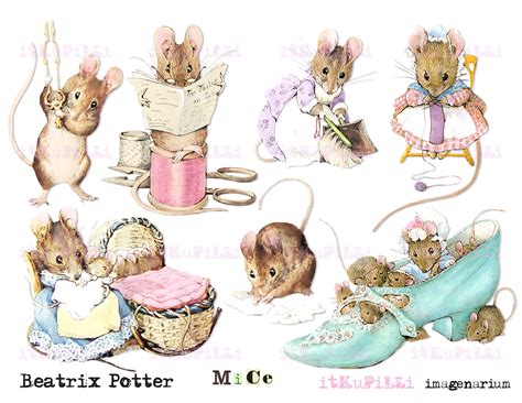 Beatrix Potter Illustration Mäuse digitale Collage Blatt | Etsy