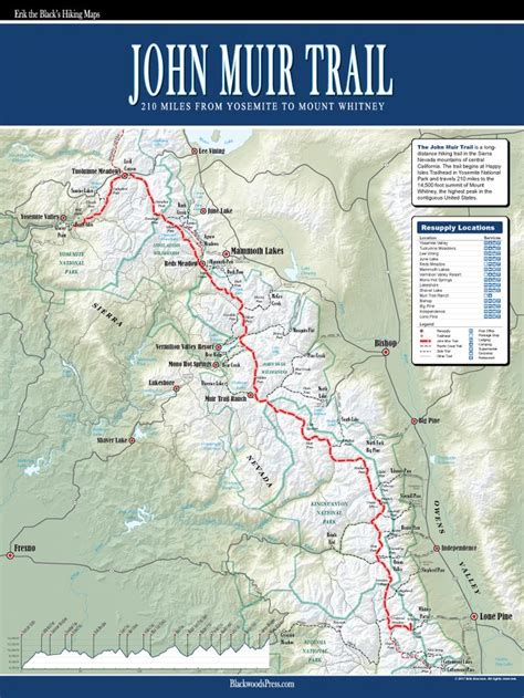 John Muir Trail Map | John muir trail, John muir, Muir