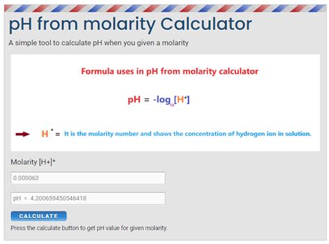 pH calculator from molarity - Easily find the pH when given molarity