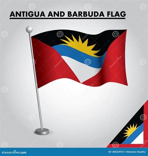 Antigua and Barbuda Flag National Flag of Antigua and Barbuda on a Pole ...