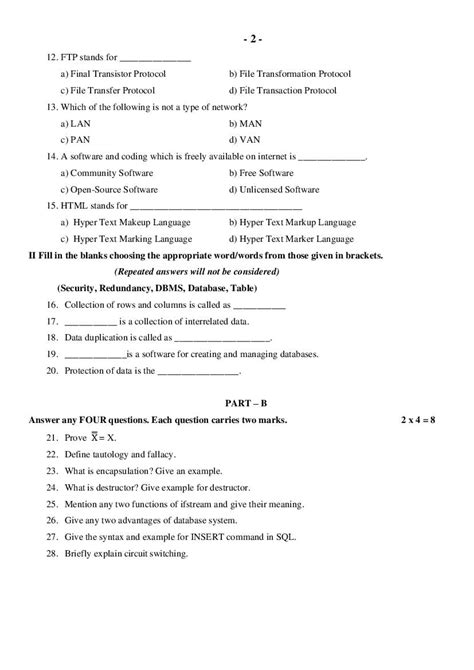 Karnataka 2nd PUC Computer Science Model Paper 2024 (PDF) - OneEdu24