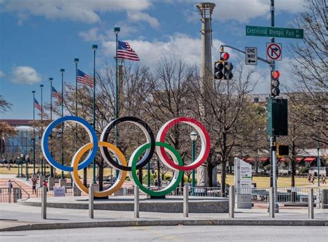 Olympic Rings in Atlanta Centennial Olympic Park Editorial Stock Photo ...