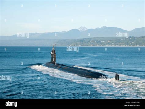 The U.S. Navy Seawolf-class fast-attack submarine USS Jimmy Carter transits the Puget Sound Hood ...