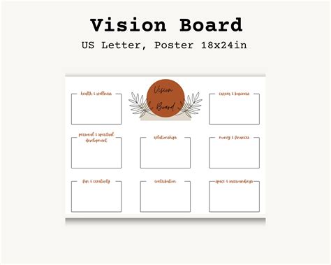 Vision Board Poster, Vision Board Template, Goal Board, Big Goals, Minimalist Boho, Goals ...