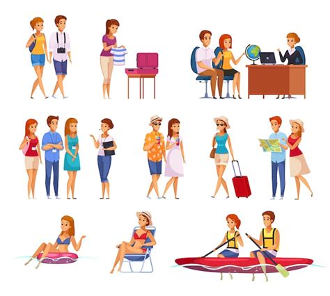 Free Vector | Travel agency cartoon set