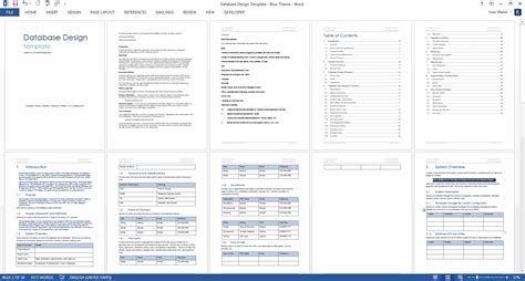 Database Design Document (MS Word Template + MS Excel Data Model)