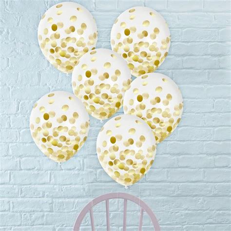 6ct, 12in, Metallic Gold Confetti Balloons | Party City