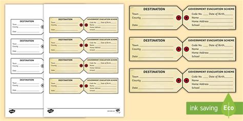 Evacuee Gas Mask Box Labels - Evacuation WW2 Facts KS2