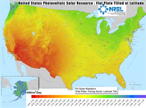 Solar Insolation Map Levels in America