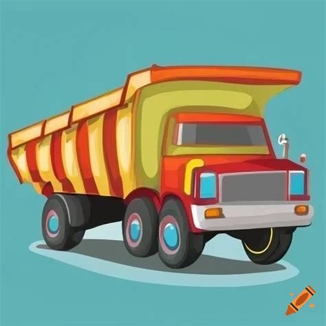 Colorful cartoon dump truck in vector art style on Craiyon