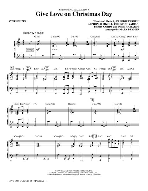 Give Love on Christmas Day (arr. Mark Brymer) - Synthesizer by The Jackson 5 Sheet Music for ...