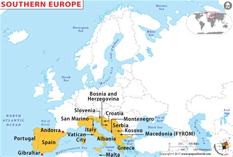 Southern Europe Map, Southern Europe Countries