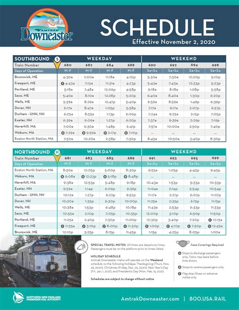 Printable Amtrak Schedule - FreePrintableTM.com | FreePrintableTM.com