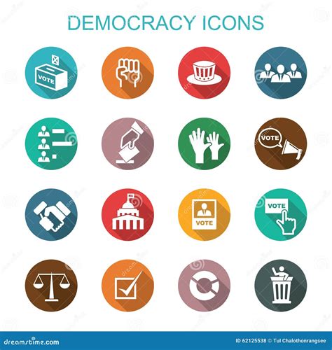 Democracy Long Shadow Icons Stock Illustration - Illustration of government, congress: 62125538