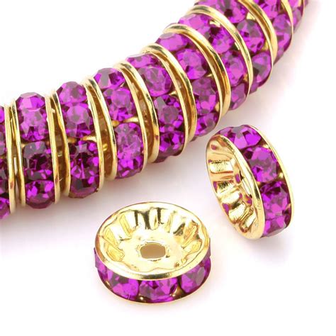 BEADNOVA 100pcs 8mm Gold Plated Crystal Rondelle Spacer Beads for ...