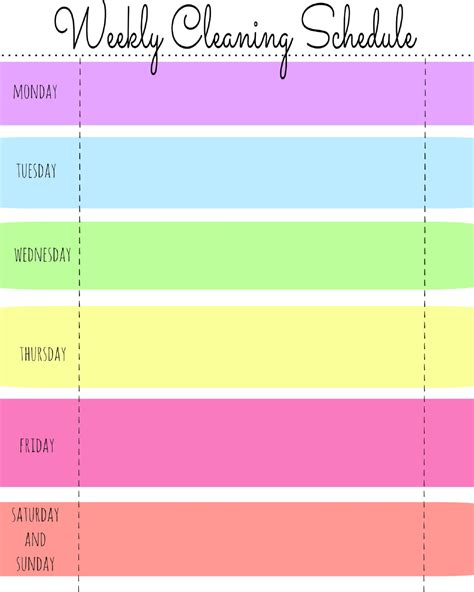 Multicolor Weekly Cleaning Schedule Template Download Printable PDF ...