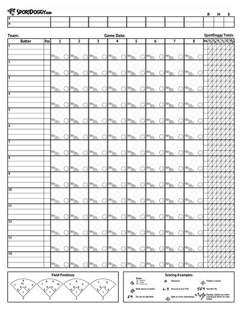 Printable Softball Scorebook - Printable Word Searches