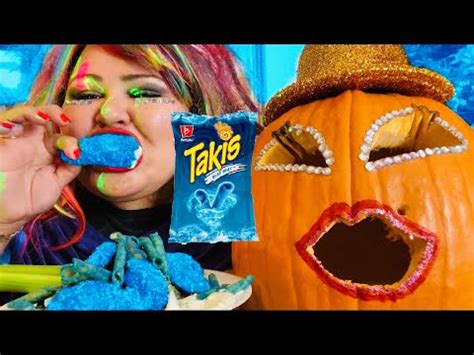 Blue Heat Takis Chicken Wings Halloween Special MUKBANG - YouTube