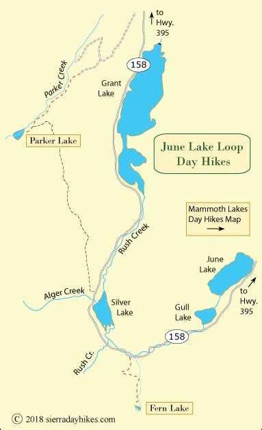 Reds Meadow and June Lake Day Hikes Map