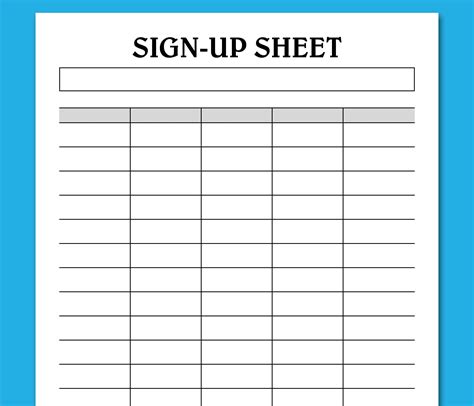 Printable Sign Up Sheet Template