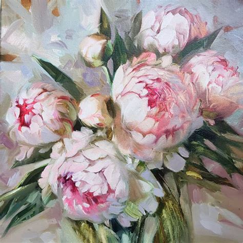 Pin by Alena Angelava on art flowers | Oil painting flowers, Peony ...