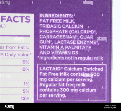 Lactaid Milk Nutrition Label - Trovoadasonhos