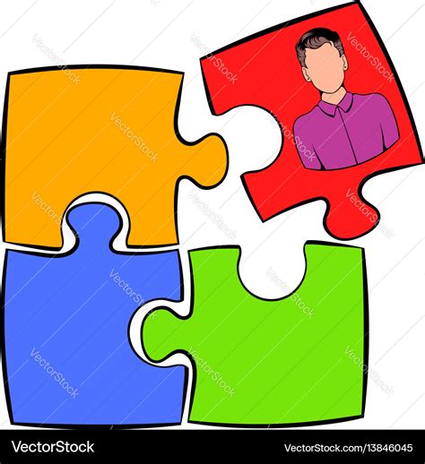 Businessman in a puzzle piece icon cartoon Vector Image