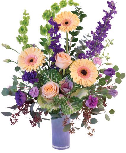 Pretty Peach & Purple Floral Arrangement in Prairie Grove, AR - Flowers ...