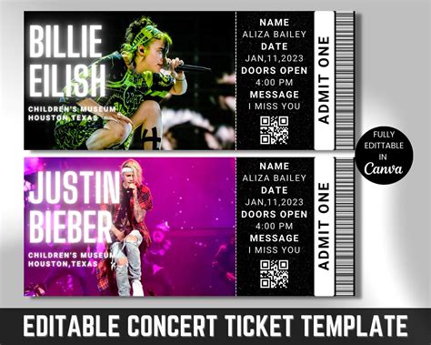 Set of concert ticket templates concert party or festival ticket design ...