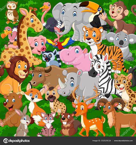 Vector Illustration Cartoon Wild Animals Collection Set — Stock Vector © tigatelu #332529116