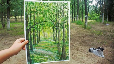 How to draw watercolor forest step by step easy tutorial