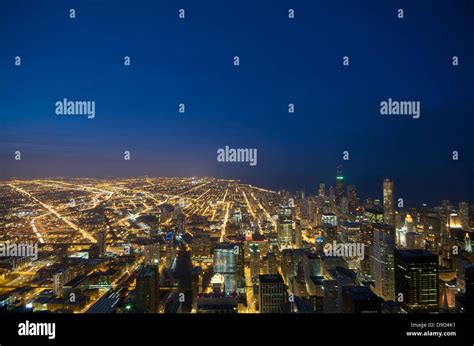 Sears Tower View on Chicago Downtown Winter night Stock Photo - Alamy