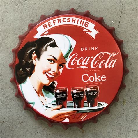 Wall Sign VINTAGE COCA COLA Bottle Top Shape. Retro Style 30cm | Etsy