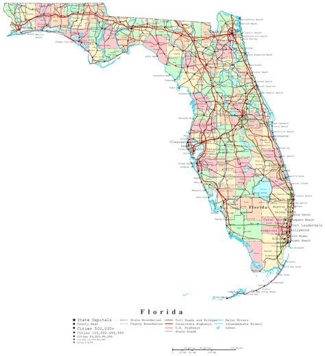 4 Best Images of Printable Florida County Map With Cities - Florida ...