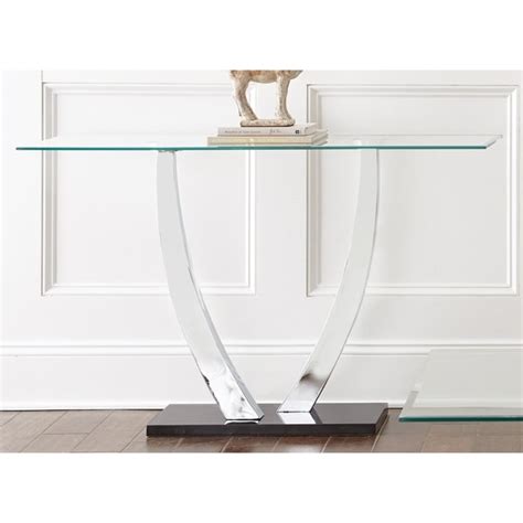 Sofa Table Chrome Glass Coffee Modern Contemporary Console Accent Foyer Hall | eBay