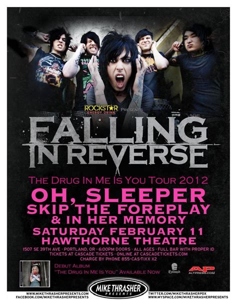 FALLING IN REVERSE 2012 Gig Concert POSTER Portland Oregon