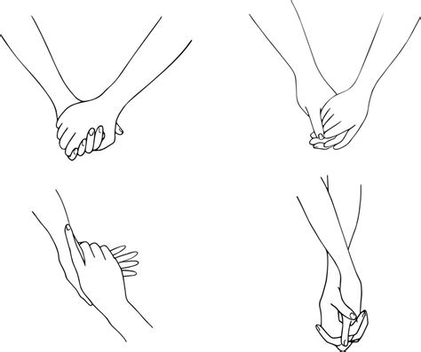 Hand drawn hands isolated on white background. Hand in hand. One line ...