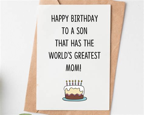 Happy Birthday Card for Son From Mom Son Funny Birthday Card - Etsy