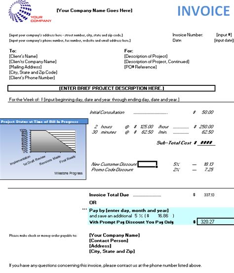 Progressive Billing Invoice for Consultants - Ready-Made Office Templates | Invoice template ...