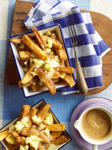 Fries with gravy and cheese curds (poutine) | Recipe | Cheese curds ...