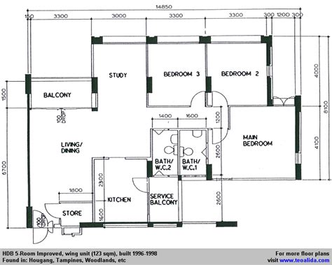 HDB 5-Room Improved floor plan (123 sqm) Bukit Panjang, Choa Chu Kang ...