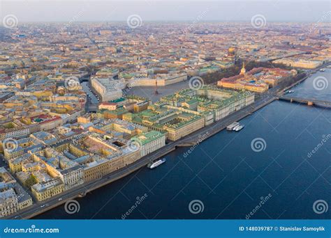 Aerial View Cityscape of City Center, Palace Square, State Hermitage Museum (Winter Palace ...