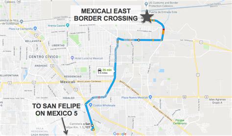 Mexicali East border directions