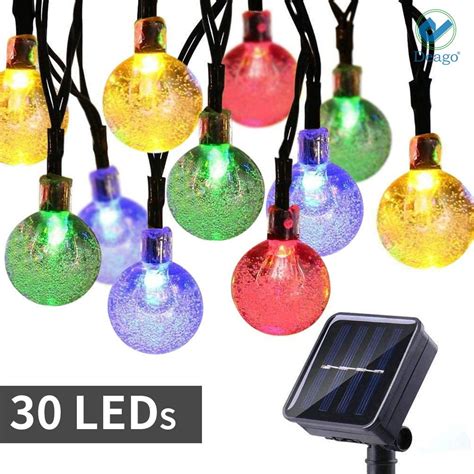 Solar String Lights Globe 20 Feet 30 Crystal Balls Waterproof Led Fairy 238