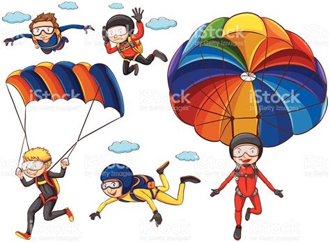 Illustration of many people doing parachutes | Illustration, Free vector art, Vector art